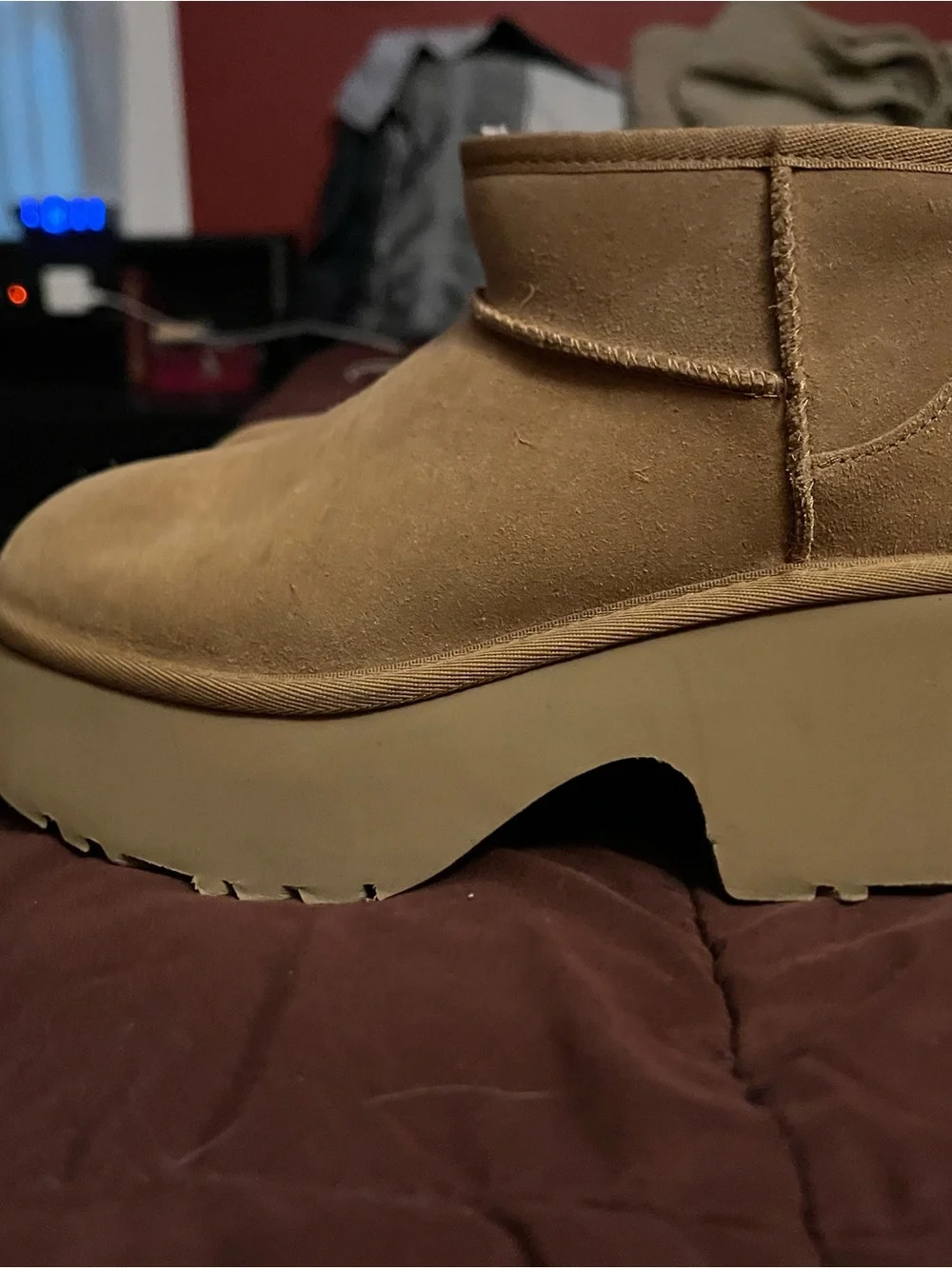UGG Tan Suede Platform Ankle Boots